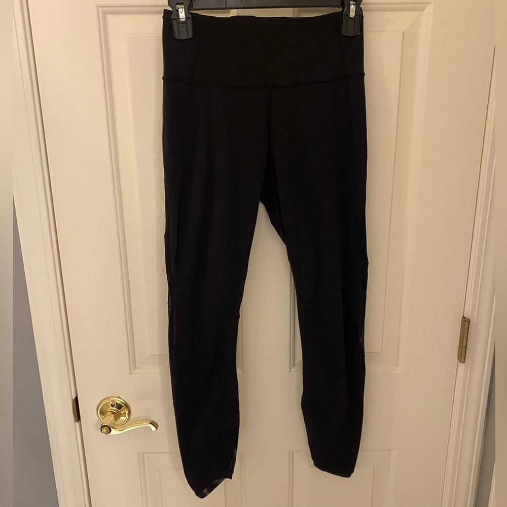 Black Lululemon Leggings with Mesh along the side, 6